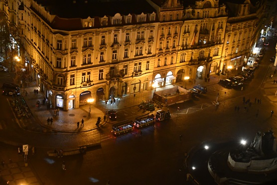 Scene of Prague Square at night